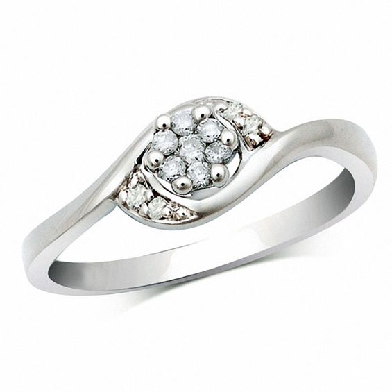 Cherished Promise Collection 1 15 CT. T.W. Diamond Swirl Promise Ring in Sterling Silver Zales