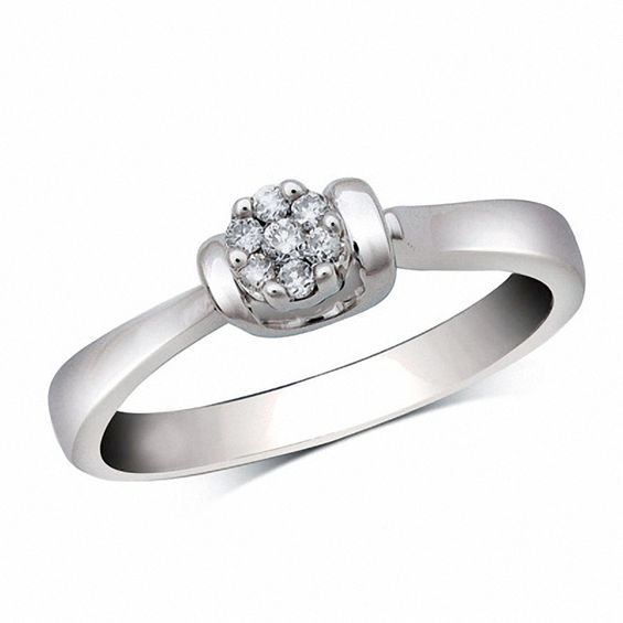Cherished Promise Collectionâ¢ Diamond Accent Flower Promise Ring in Sterling Silver