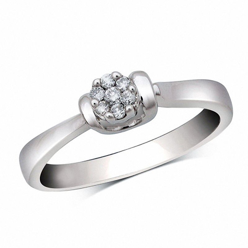 Main Image 1 of Cherished Promise Collection™ Diamond Accent Flower Promise Ring in Sterling Silver