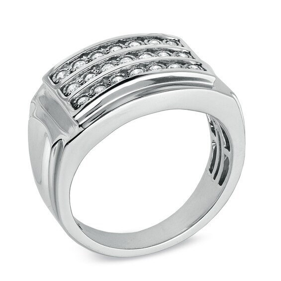 Men's 1/4 CT. T.w. Diamond Triple Row Ring in Sterling Silver