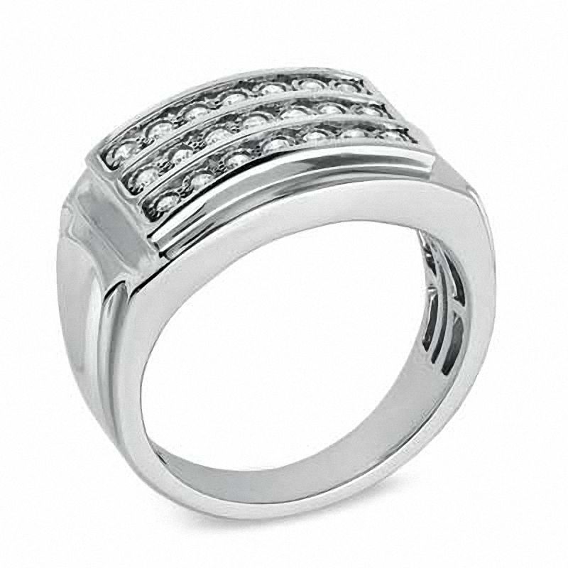 1/4 CT. T.W. Diamond Triple Row Ring in Sterling Silver | Zales