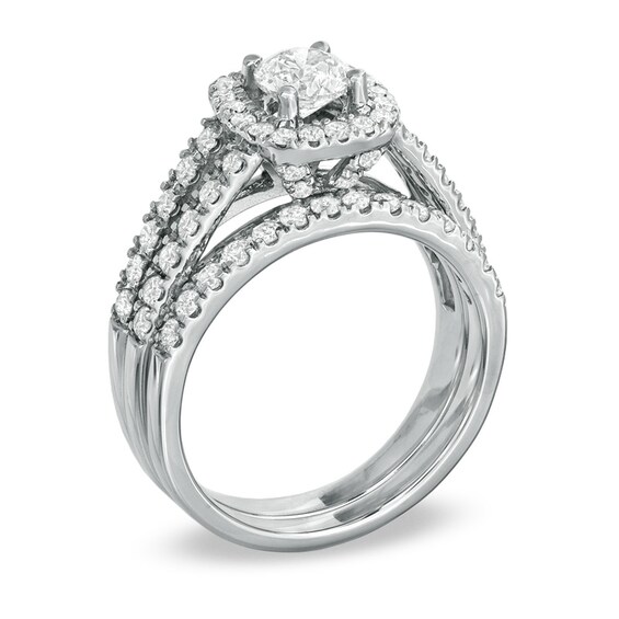 1-1/2 CT. T.w. Diamond Split Shank Bridal Set in 14K White Gold
