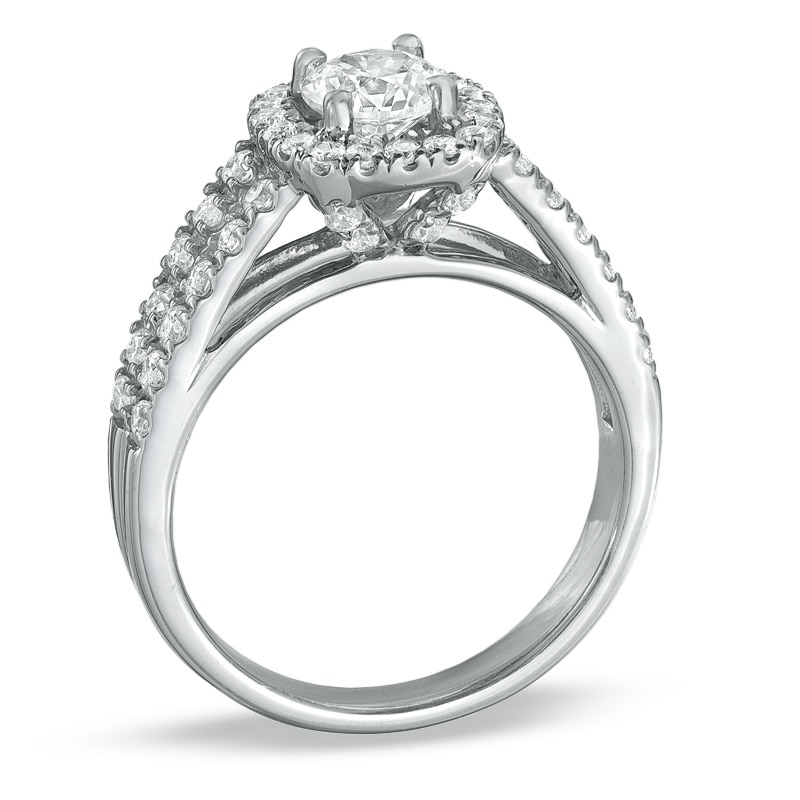 Main Image 3 of 1-1/2 CT. T.W. Diamond Split Shank Bridal Set in 14K White Gold