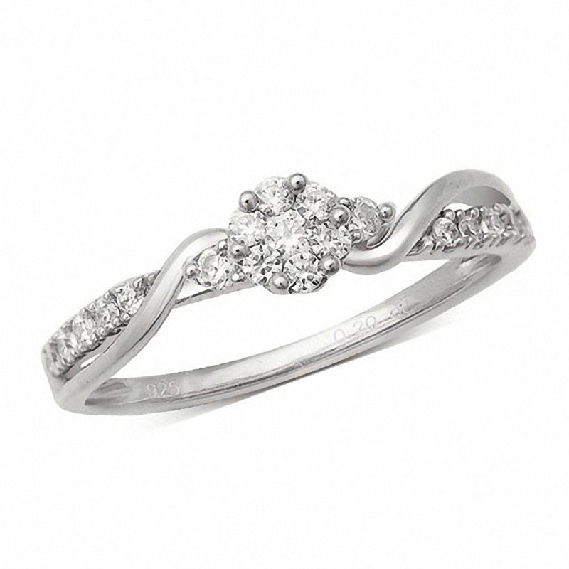 Cherished Promise Collection™ 1/4 CT. T.W. Diamond Flower Promise Ring in 10K White Gold
