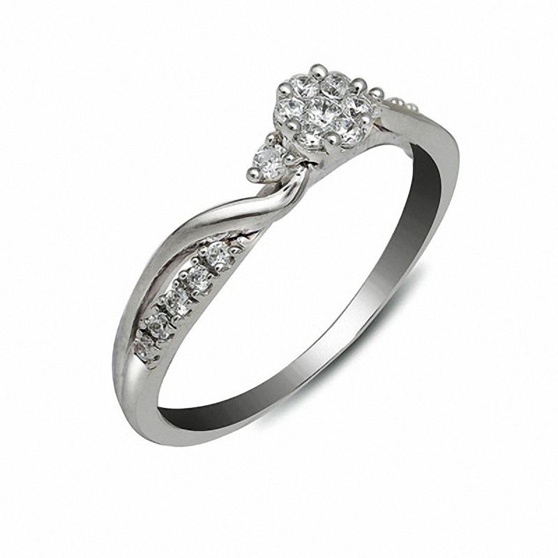 Cherished Promise Collection™ 1/4 CT. T.W. Diamond Flower Promise Ring in 10K White Gold