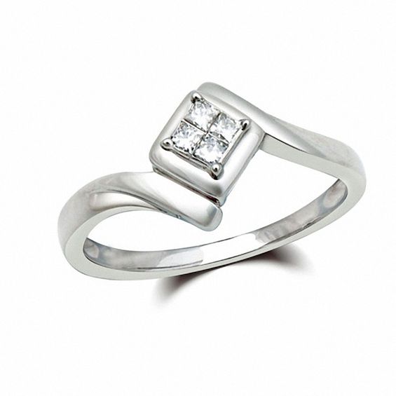 Cherished Promise Collectionâ¢ Quad Princess-Cut Diamond Accent Promise Ring in Sterling Silver