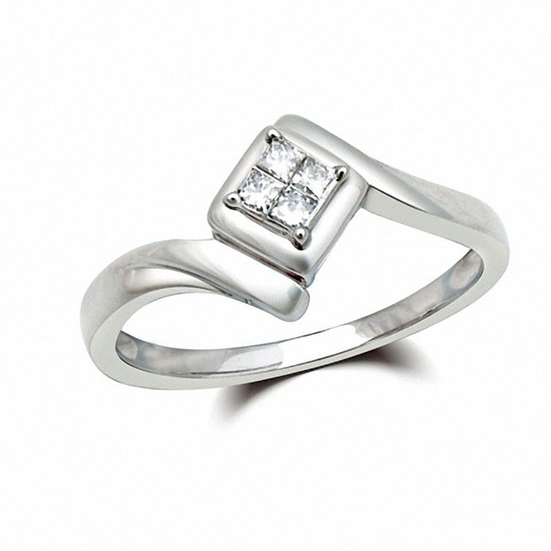 Main Image 1 of Cherished Promise Collection™ Quad Princess-Cut Diamond Accent Promise Ring in Sterling Silver