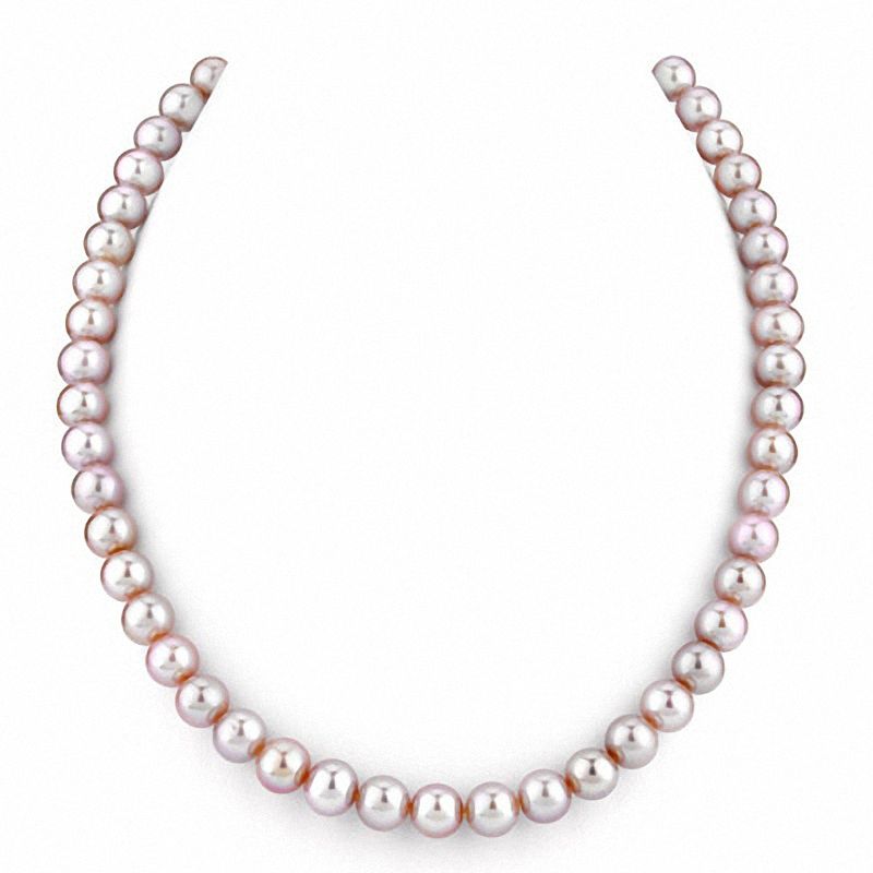 8.0mm Pink Freshwater Cultured Pearl Strand Necklace-17"