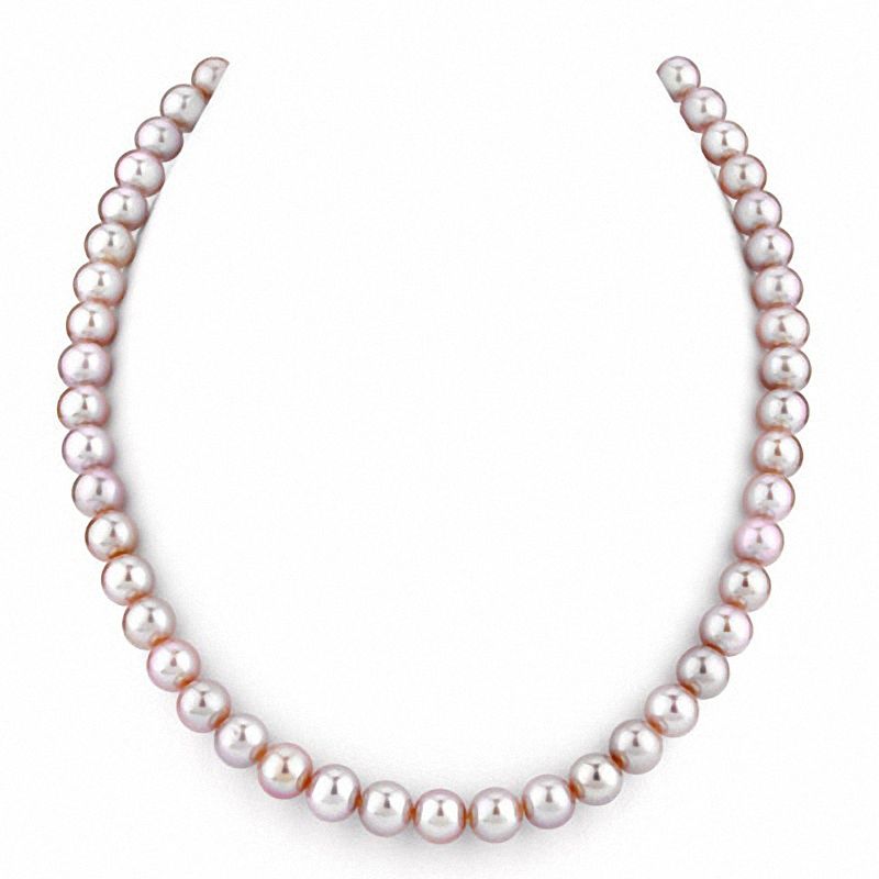 Main Image 1 of 8.0mm Pink Freshwater Cultured Pearl Strand Necklace-17"