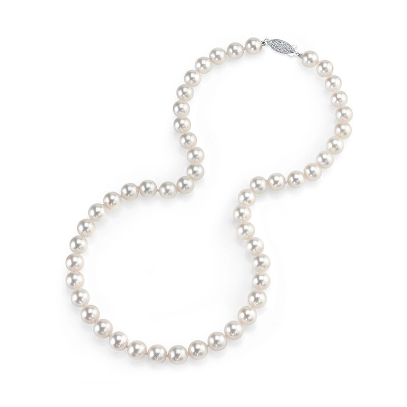 6.0 - 6.5mm Cultured Akoya Pearl Strand Necklace with 14K White Gold Clasp - 17"