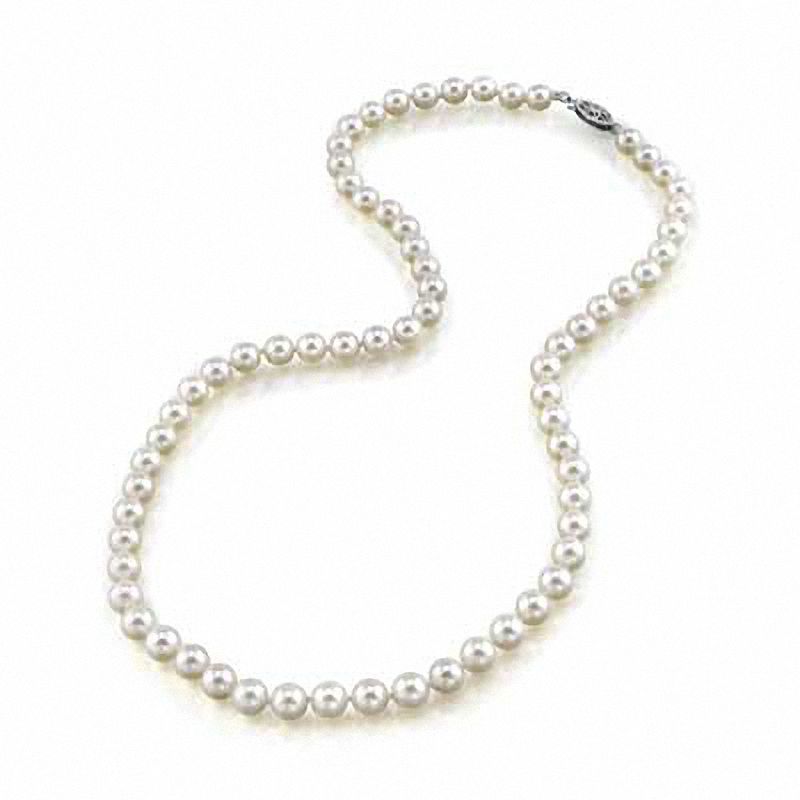 6.0 - 6.5mm Cultured Akoya Pearl Strand Necklace with 14K White Gold Clasp - 17"