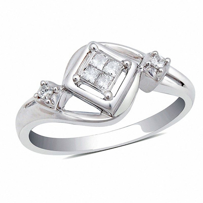 Cherished Promise Collection™ 1/10 CT. T.W. Quad Princess-Cut Diamond Promise Ring in Sterling Silver