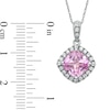 Thumbnail Image 2 of 8.0mm Cushion-Cut Lab-Created Pink Sapphire and White Sapphire Frame Pendant in 10K White Gold