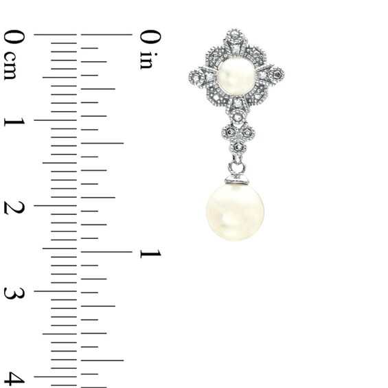 Freshwater Cultured Pearl and Diamond Accent Drop Earrings in 10K White Gold
