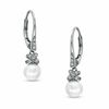 Thumbnail Image 0 of 6.5 - 7.0mm Cultured Freshwater Pearl and Lab-Created White Sapphire Wrap Drop Earrings in 10K White Gold