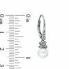 Thumbnail Image 1 of 6.5 - 7.0mm Cultured Freshwater Pearl and Lab-Created White Sapphire Wrap Drop Earrings in 10K White Gold