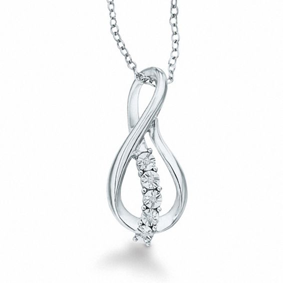 Diamond Accent Fancy Teardrop Pendant in Sterling Silver