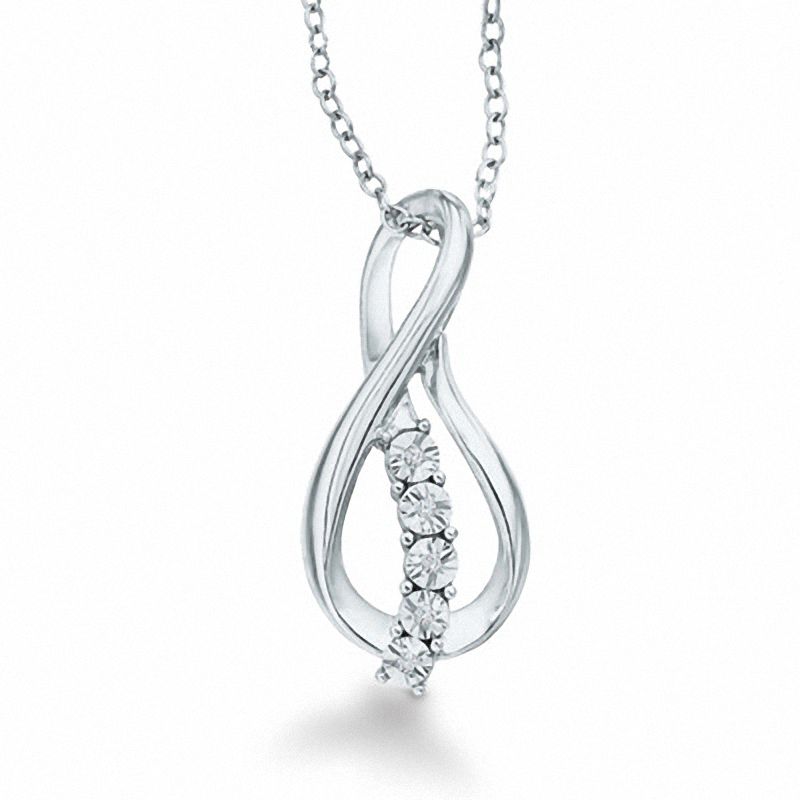 Main Image 1 of Diamond Accent Fancy Teardrop Pendant in Sterling Silver