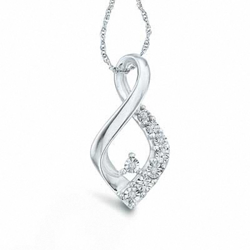 Main Image 1 of Diamond Accent Fancy Teardrop Pendant in Sterling Silver