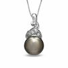Thumbnail Image 0 of 9.0mm Cultured Tahitian Pearl and Diamond Accent Pendant in 10K White Gold