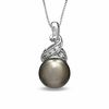 Thumbnail Image 1 of 9.0mm Tahitian Cultured Pearl and Diamond Accent Pendant in 10K White Gold