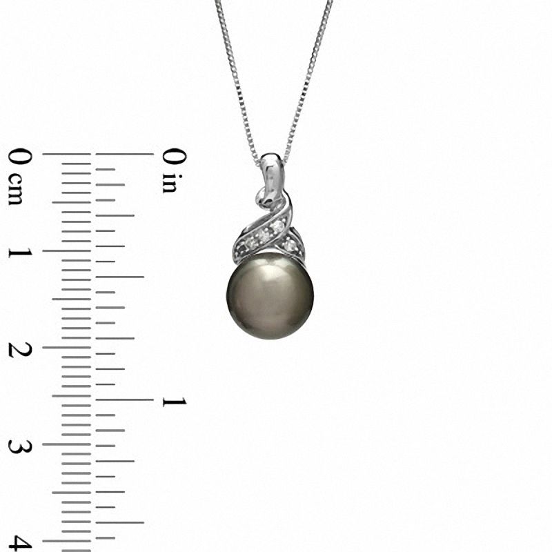 Main Image 2 of 9.0mm Tahitian Cultured Pearl and Diamond Accent Pendant in 10K White Gold