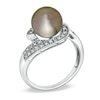 Thumbnail Image 2 of 9.0mm Tahitian Cultured Pearl and 1/10 CT. T.W. Diamond Swirl Ring in 10K White Gold