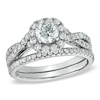 Thumbnail Image 0 of 1-1/10 CT. T.W. Diamond Frame Twist Bridal Set in 14K White Gold