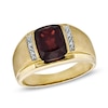 Thumbnail Image 1 of Cushion-Cut Garnet and Diamond Accent Ring in 10K Gold