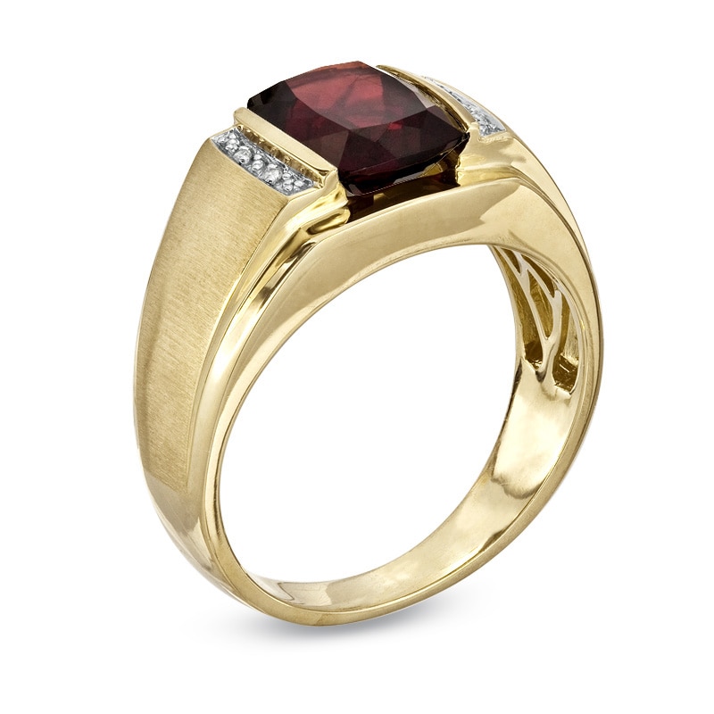 Main Image 2 of Cushion-Cut Garnet and Diamond Accent Ring in 10K Gold