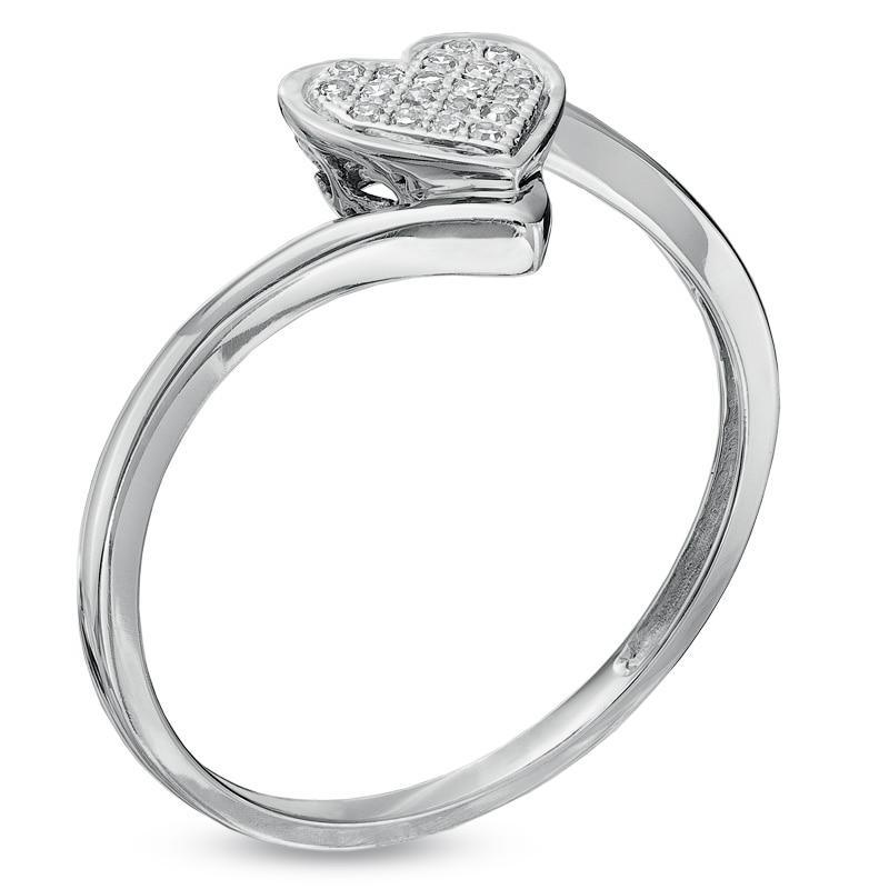 Diamond Accent Heart Bypass Ring in 10K White Gold
