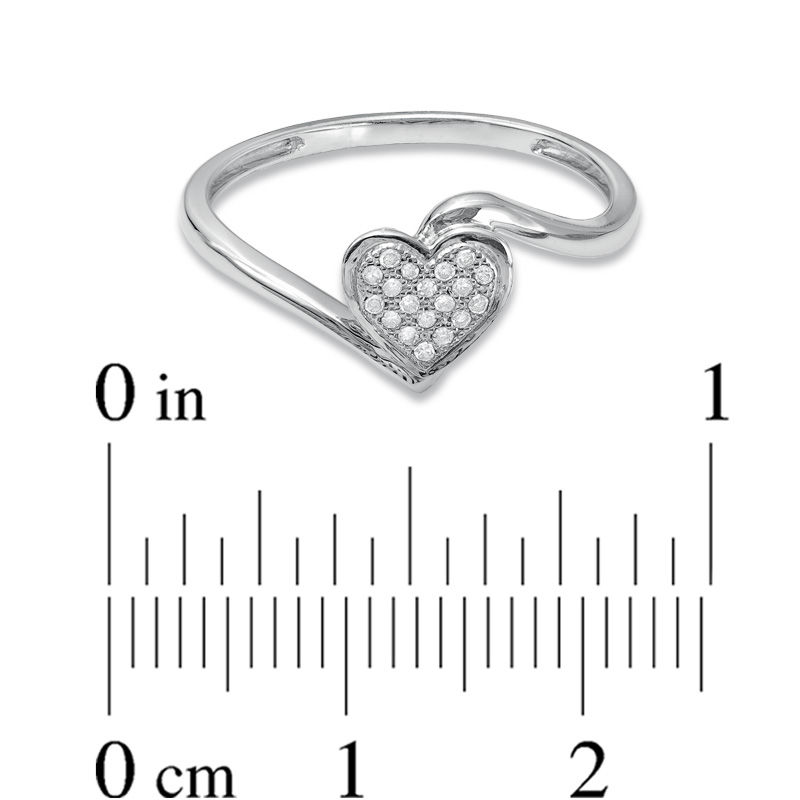 Diamond Accent Heart Bypass Ring in 10K White Gold