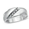 Thumbnail Image 1 of Men's Diamond Accent Slant Wedding Band in 10K White Gold