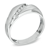 Thumbnail Image 1 of Men's Diamond Accent Slant Wedding Band in 10K White Gold