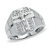 Thumbnail Image 0 of Men's Diamond Accent Crucifix Band in 10K White Gold