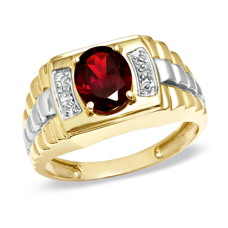 Mens Genuine Red Garnet 10K Gold Fashion Ring - JCPenney