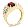 Thumbnail Image 1 of Men's Oval Garnet and Diamond Accent Ring in 10K Gold