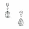 Thumbnail Image 1 of Pear-Shaped Lab-Created White Sapphire and Diamond Accent Drop Earrings in Sterling Silver