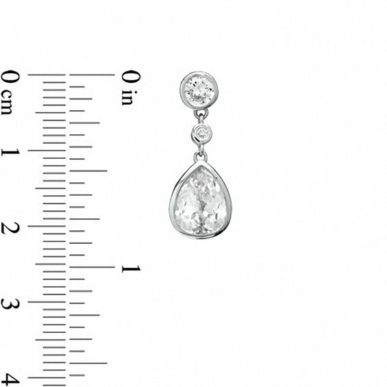 Pear-Shaped Lab-Created White Sapphire and Diamond Accent Drop Earrings in Sterling Silver