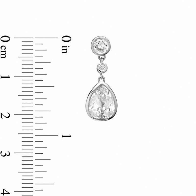 Main Image 2 of Pear-Shaped Lab-Created White Sapphire and Diamond Accent Drop Earrings in Sterling Silver