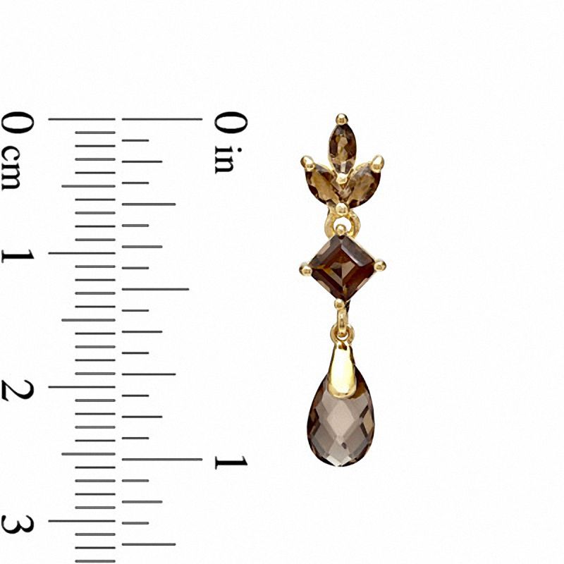 Main Image 2 of Smoky Quartz Flower Drop Earrings in Sterling Silver with 14K Gold Plate