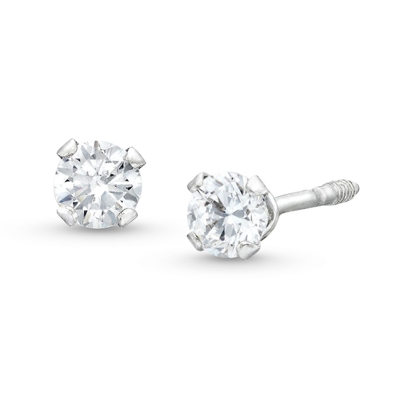 Child's 3.0mm Cubic Zirconia Stud Earrings in 14K White Gold