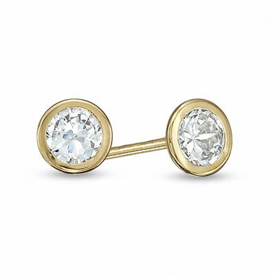 bezel set cubic zirconia stud earrings
