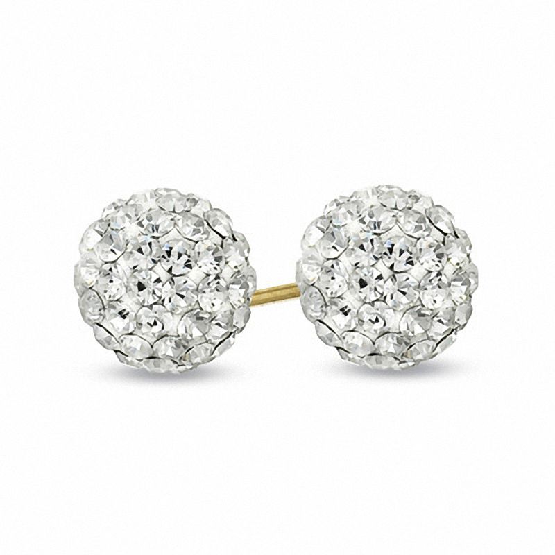 Main Image 1 of 7.8mm Crystal Ball Stud Earrings in 14K Gold