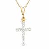 Thumbnail Image 1 of White Crystal Cross Pendant in 14K Gold