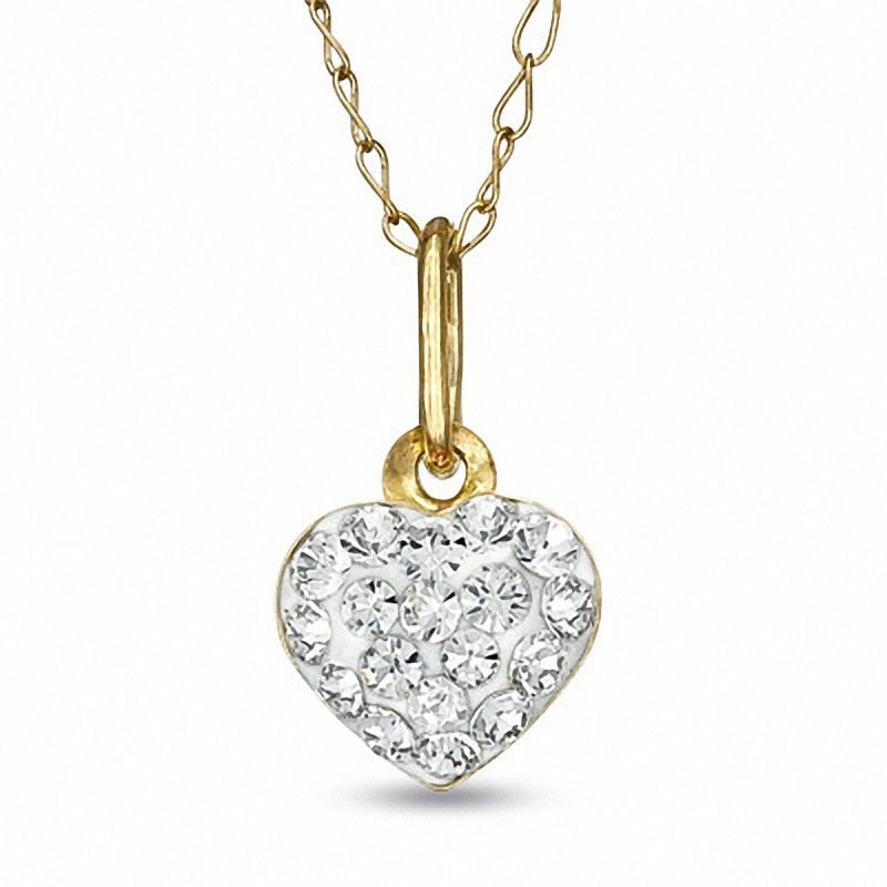 Main Image 1 of Child's Crystal Heart Pendant in 14K Gold - 13"