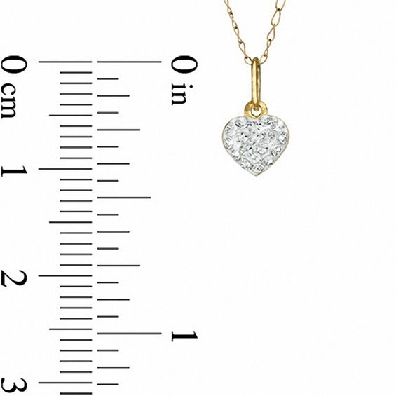 Child's Crystal Heart Pendant in 14K Gold - 13"