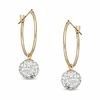 Thumbnail Image 1 of 18mm Hoop Earrings with White Crystal Ball Dangle in 14K Gold