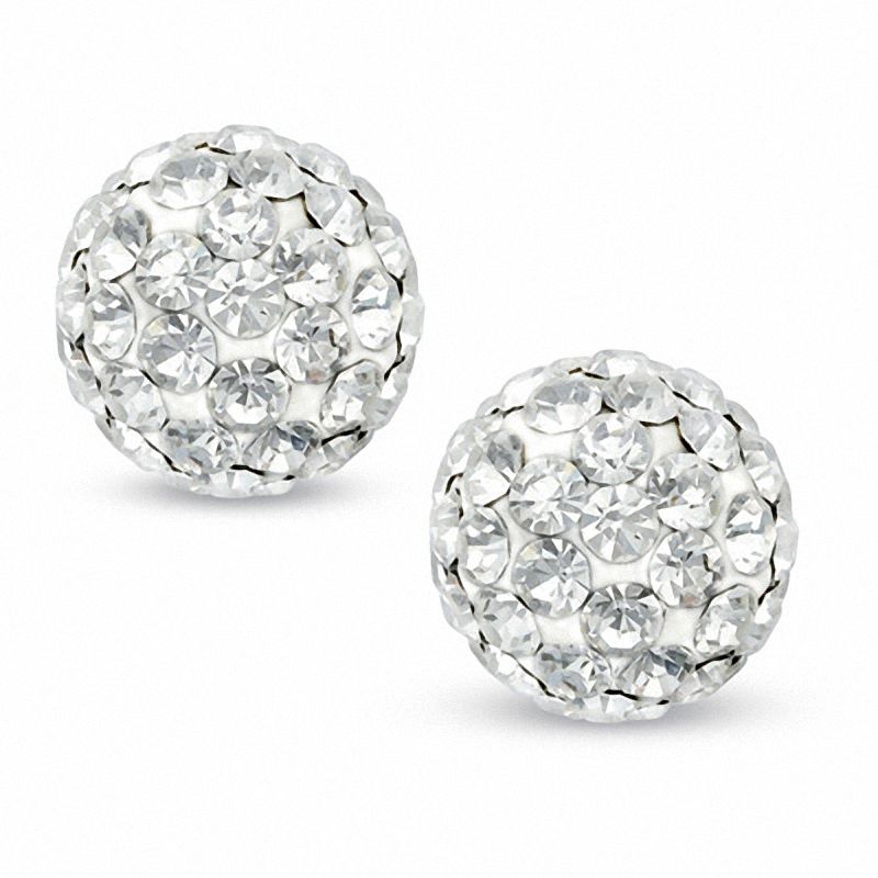 Crystal Ball Stud Earrings in 14K Gold