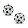 Thumbnail Image 1 of Black and White Crystal Ball Stud Earrings in 14K White Gold